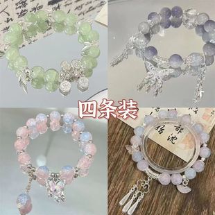 蝴蝶串珠手链女甜美清新平安喜乐手串学生情侣闺蜜手饰礼物 新中式