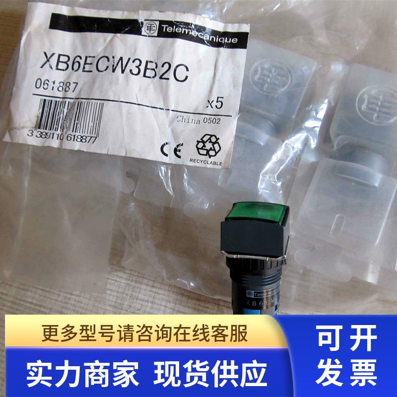 XB6ECW3B2C 正品 正方形绿色瞬动复位 带灯按钮 XB6EWC