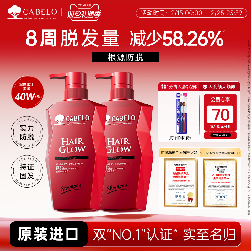 卡蓓诺防脱洗发水固发密发护发蓬松控油精华防脱发洗发露液进口