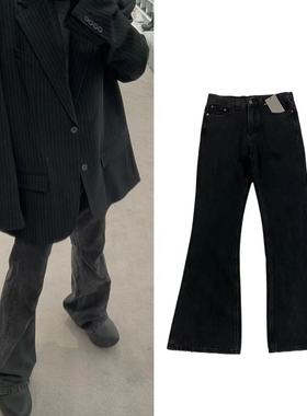 原标巴黎风格Demna Flared纯黑战损水洗喇叭牛仔裤nihken同款潮裤