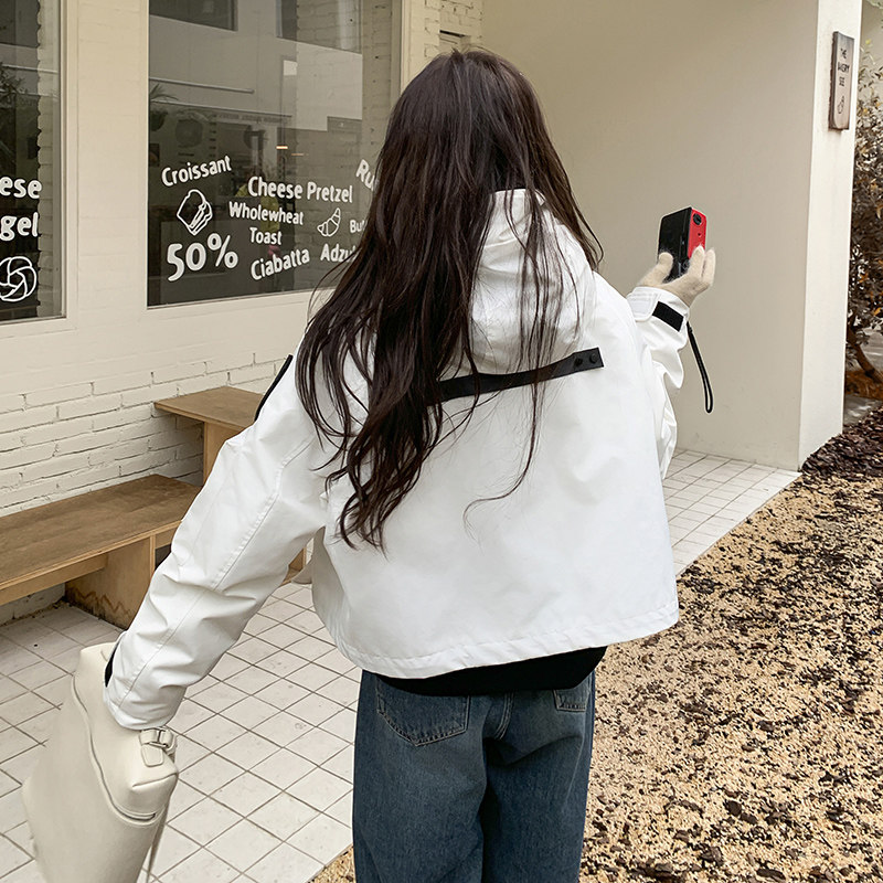 扎染数字女长袖插肩袖拉链短外套小个子秋冬ins上衣短款时尚休闲,女装羽绒服,2C301