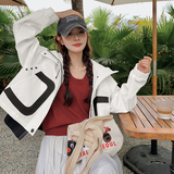 现货2024图新款假两件设计感冲锋衣外套8586-P155-K228，女装短外套，2C301