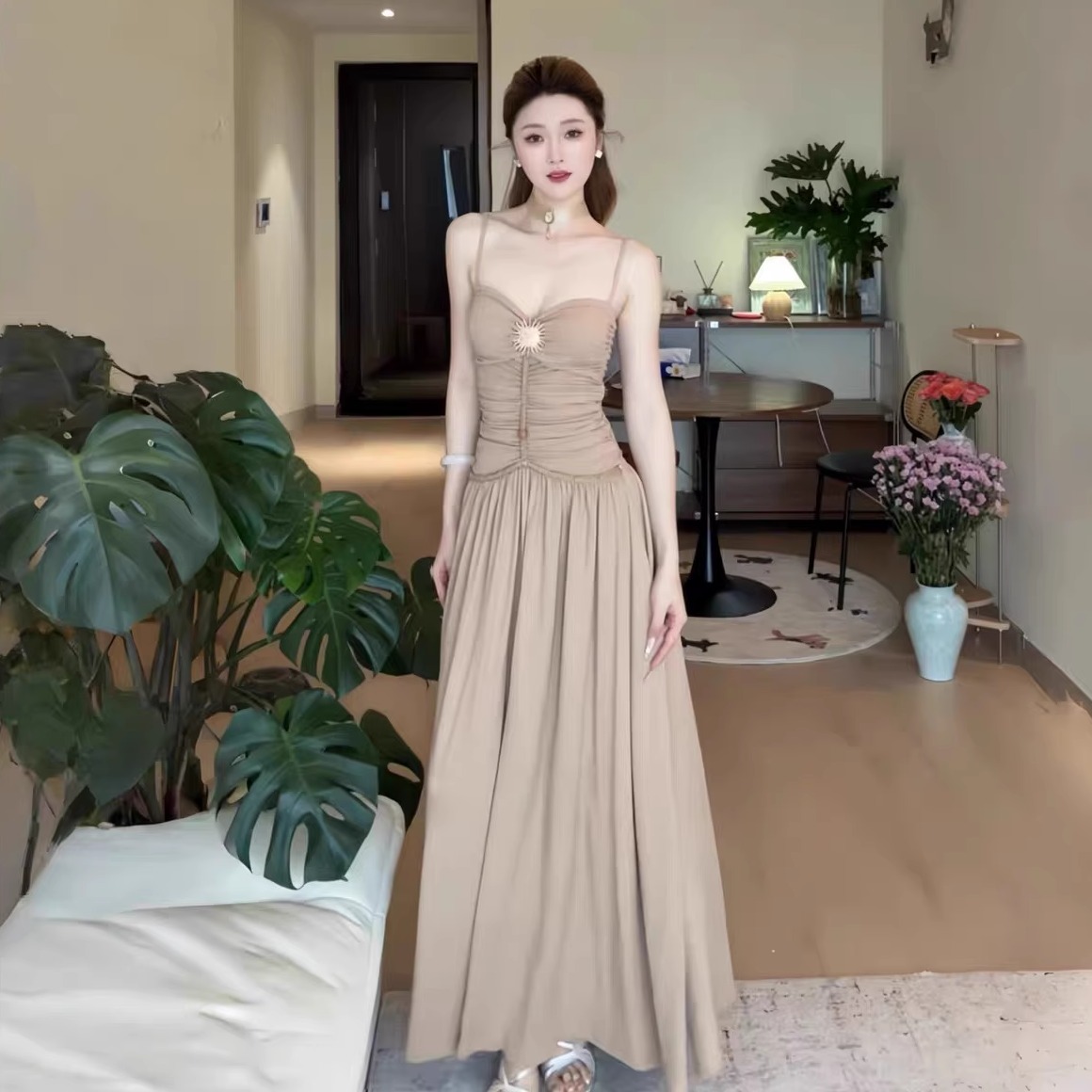 高级感收腰显瘦辣妹长裙子
