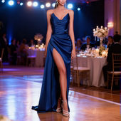 instunning性感风抹胸缎面开叉晚礼服女高级感名媛生日宴会连衣裙