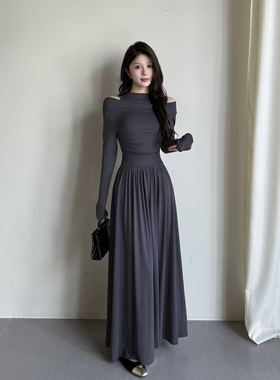 INSTUNNING高级感灰色秋冬连衣裙女2025新款纯欲风紧身性感包臀裙