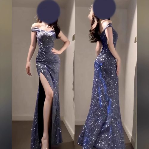 法式闪闪抹胸礼服裙气质优雅