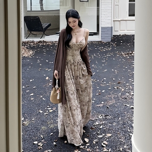 复古网纱裙披肩外穿两件套装 新中式 早秋连衣裙女2025新款 巨好看