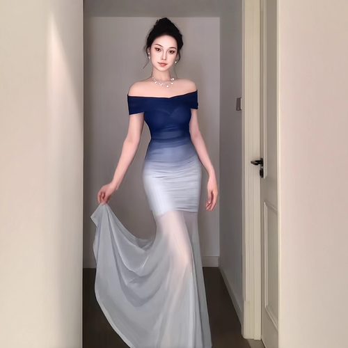 绝美抹胸裙气质晚礼服裙女