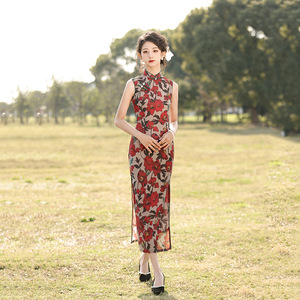 二小姐旗袍｜老上海摊传统旗袍新款春夏短袖花朵复古民
