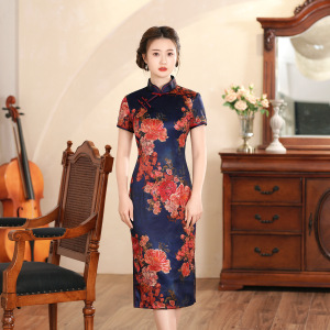 二小姐旗袍｜旗袍改良版妈妈连衣裙日常可穿40复古中长款中国气质