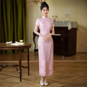 二小姐旗袍｜2025春季新款真丝提花旗袍中式桑蚕丝连衣裙手工