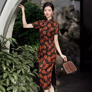 二小姐旗袍｜重磅香云纱旗袍2024新款女复古改良新中式高端