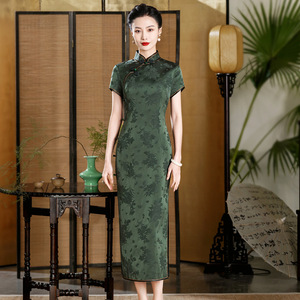 二小姐旗袍｜老上海真丝旗袍2024年新款女中国风改良桑蚕丝