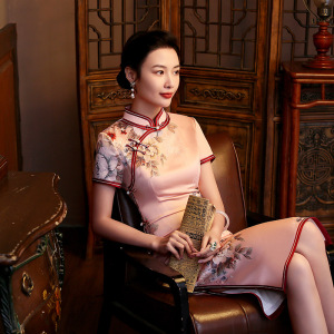 二小姐旗袍｜日常改良手工精做钻石丝旗袍女夏2024新款