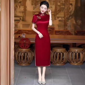 二小姐旗袍｜高档喜婆婆醋酸旗袍2024新款夏季改良新中式