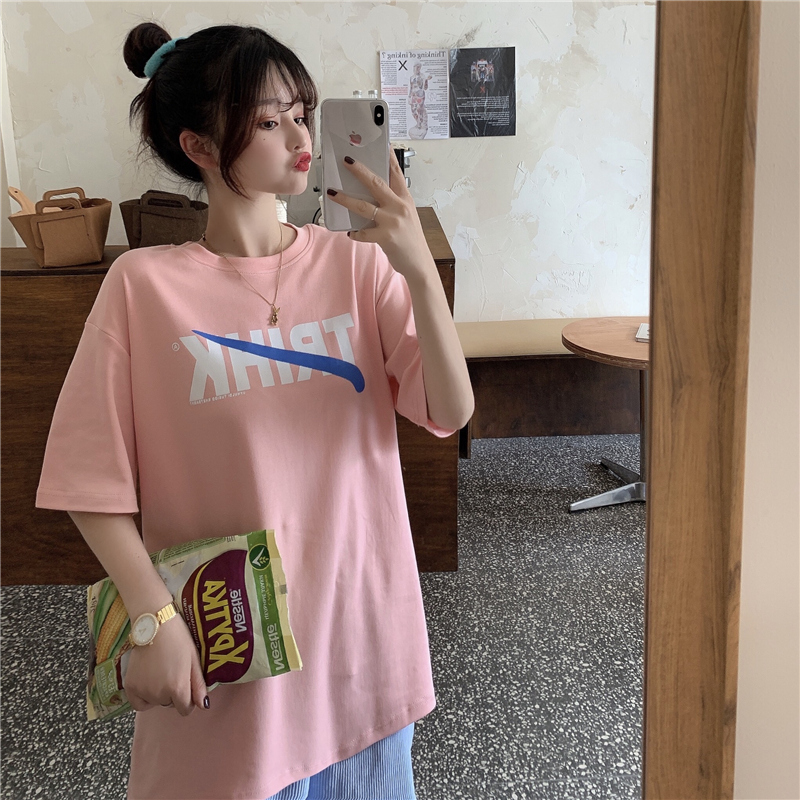 Real shot Korean new letter printing loose short sleeve T-shirt