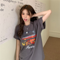 實拍原宿風寬鬆短袖恤女