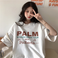 實拍夏季韓版新款字母印花短袖T恤女上衣