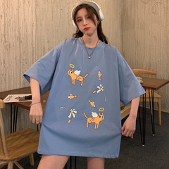 Summer new Korean cartoon printing style loose short sleeve T-shirt