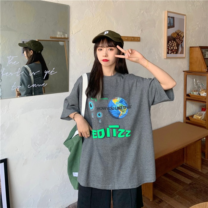 Real shot spring and summer Korean loose star print short sleeve T-shirt