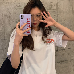 Real shot spring and summer new Korean loose medium length short sleeve T-shirt women's trend
