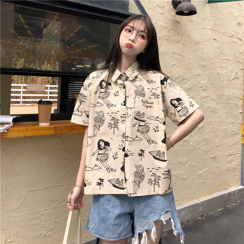 Real Hong Kong Style Vintage shirt 2020 design Short Sleeve printed shirt