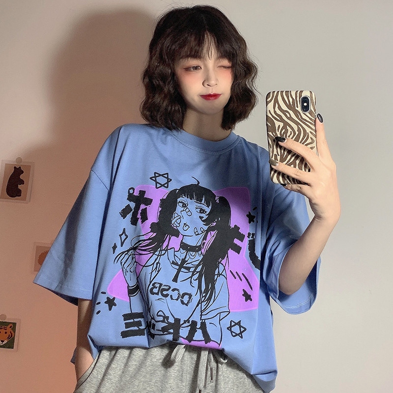 Japanese Short Sleeve T-Shirt women's loose cartoon print