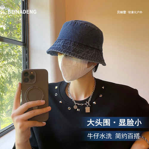 简约大头围牛仔渔夫帽春夏遮阳帽