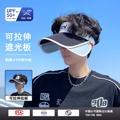 户外防晒伸缩大檐鸭舌空顶帽子