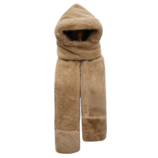 帽子男冬天加厚保暖帽子围巾一体冬季围脖毛绒手套连帽保暖三件套