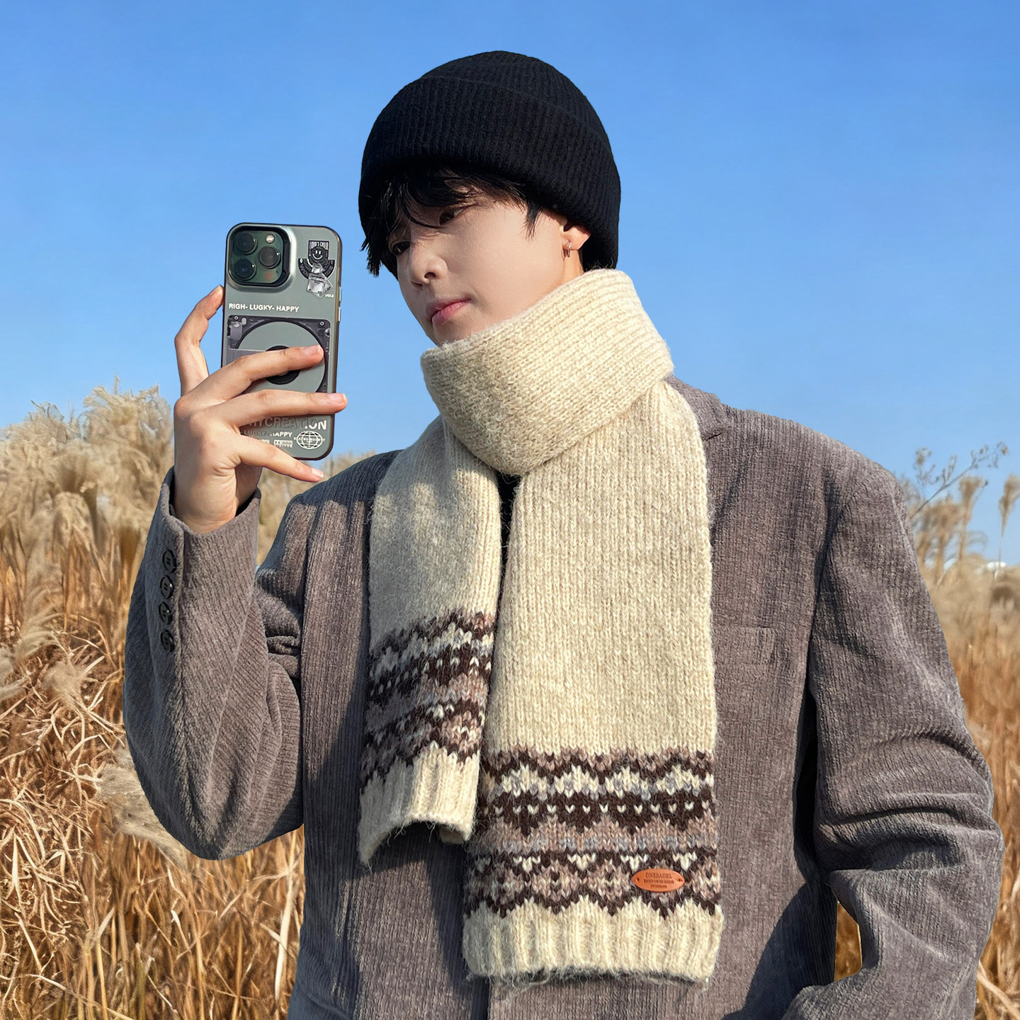 费尔岛风针织毛线围巾男款冬季保暖加厚防寒学生护颈围脖男士百搭,服饰配件/皮带/帽子/围巾,围巾/丝巾/披肩,淘宝优惠券,粉丝福利购,淘宝优惠卷