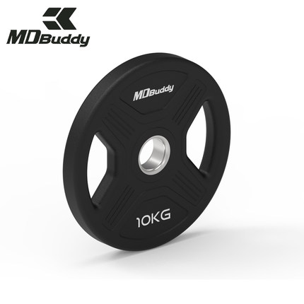 MDBuddy杠铃片大孔CPU环保包胶无味举重耐用三孔手抓健身房器材
