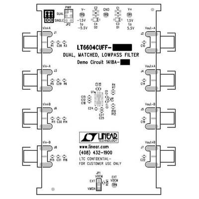 DC1418A-C 开发板 《 LT6604-10 DUAL MATCHED 10MHZ 4TH    》