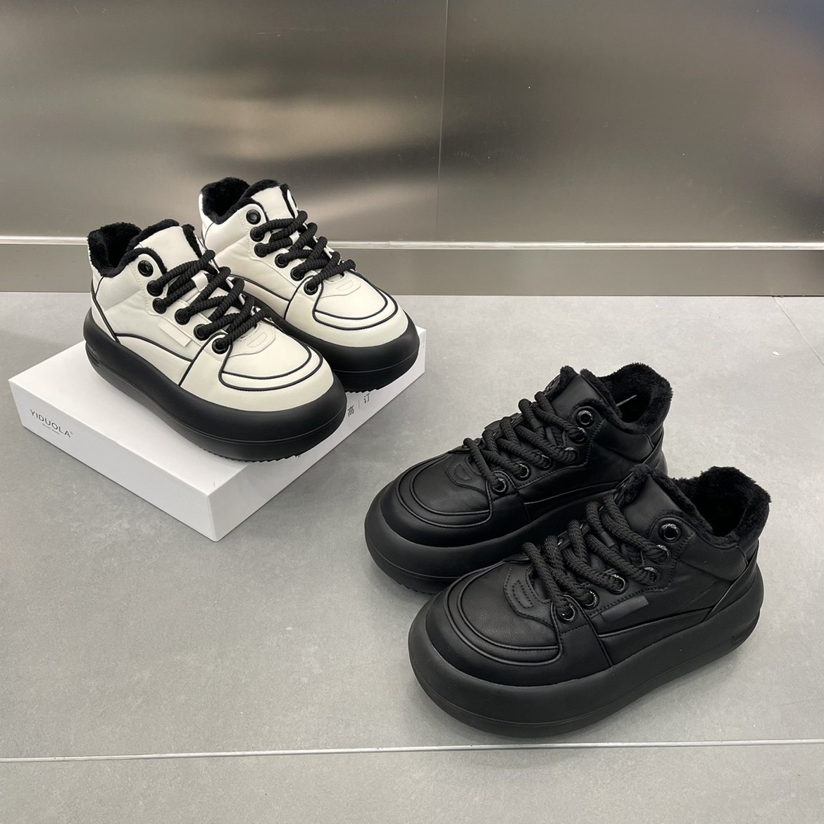超轻厚底高帮娃娃头面包鞋女2026春季休闲百搭增高加绒棉鞋单鞋潮