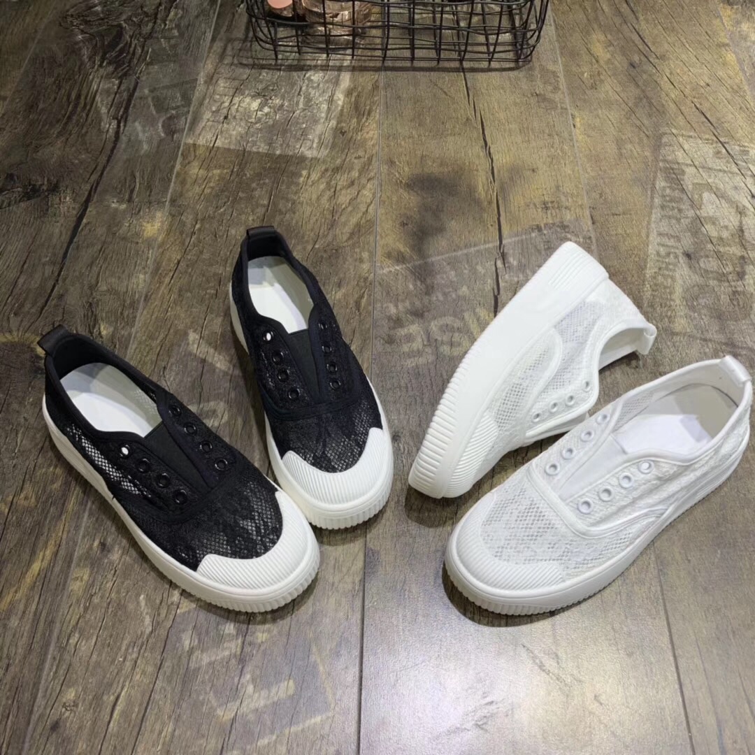 超輕厚底蕾絲網女鞋2019夏季淺口套腳扣眼休閑百搭舒適透氣真皮墊在類目 女鞋, 低幫鞋中 - 來自Buy2taobao.com提供專業的淘寶代購服務