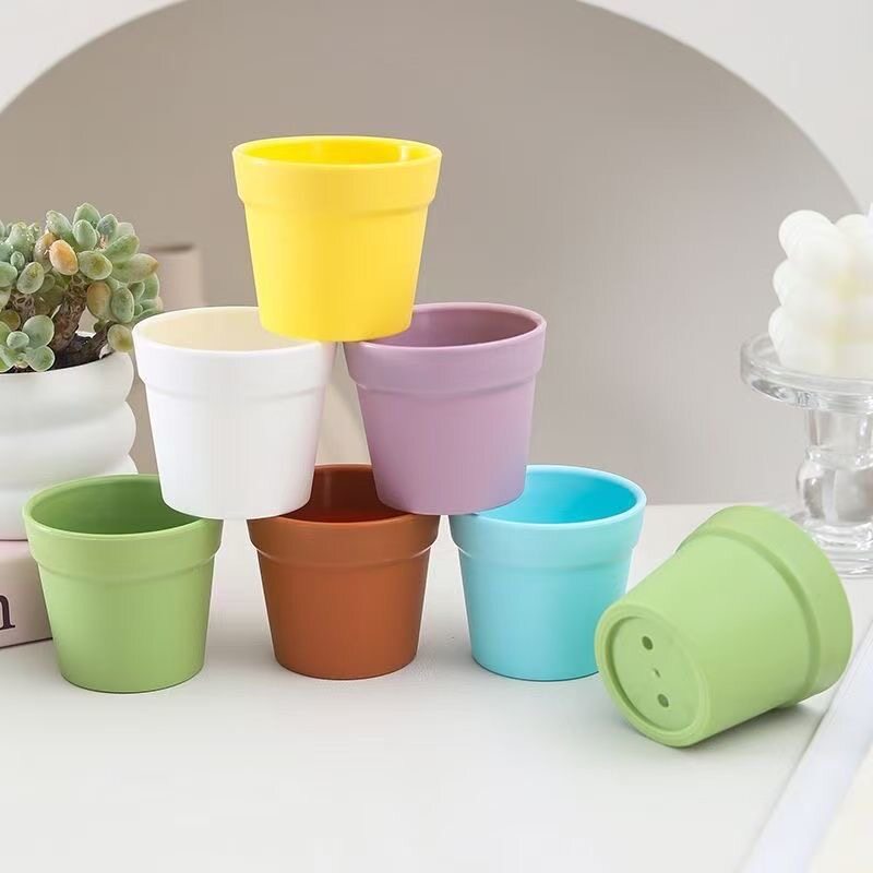 手工迷你陶土盆毛线钩织diy扭扭棒制作仿真绿植盆栽摆件塑料花盆