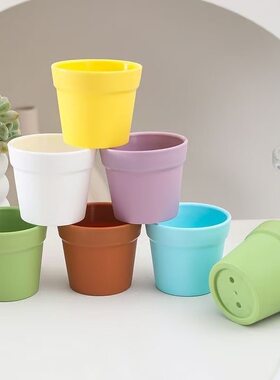 手工迷你陶土仿真绿植花盆