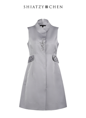 SHIATZY CHEN/夏姿·陈新中式贴布绣丝毛混纺长背心615454