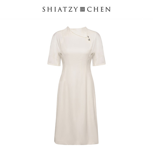 SHIATZY CHEN/夏姿·陈26早春新品初筵系列翻领斜襟连衣裙160715