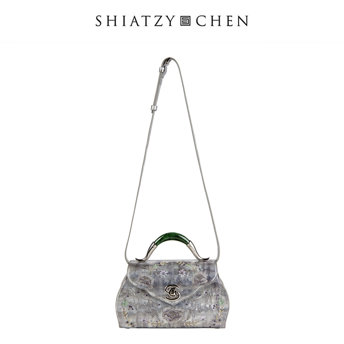 SHIATZY CHEN/夏姿&middot;陈26新不停系渲染牛皮刺绣玉镯手提包1B1422