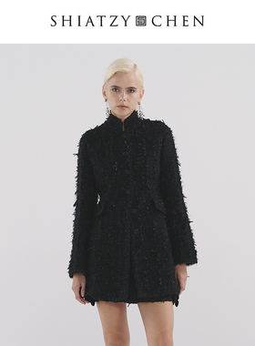 SHIATZY CHEN/夏姿·陈2024年新品墨沫系列收腰葱纱长外套641656