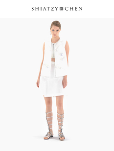 SHIATZY 夏姿·陈中国风棉麻混纺刺绣马甲138224 CHEN