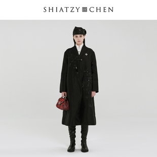 SHIATZY 夏姿·陈25年冬无边系列直领刺绣棉服大衣659457 CHEN