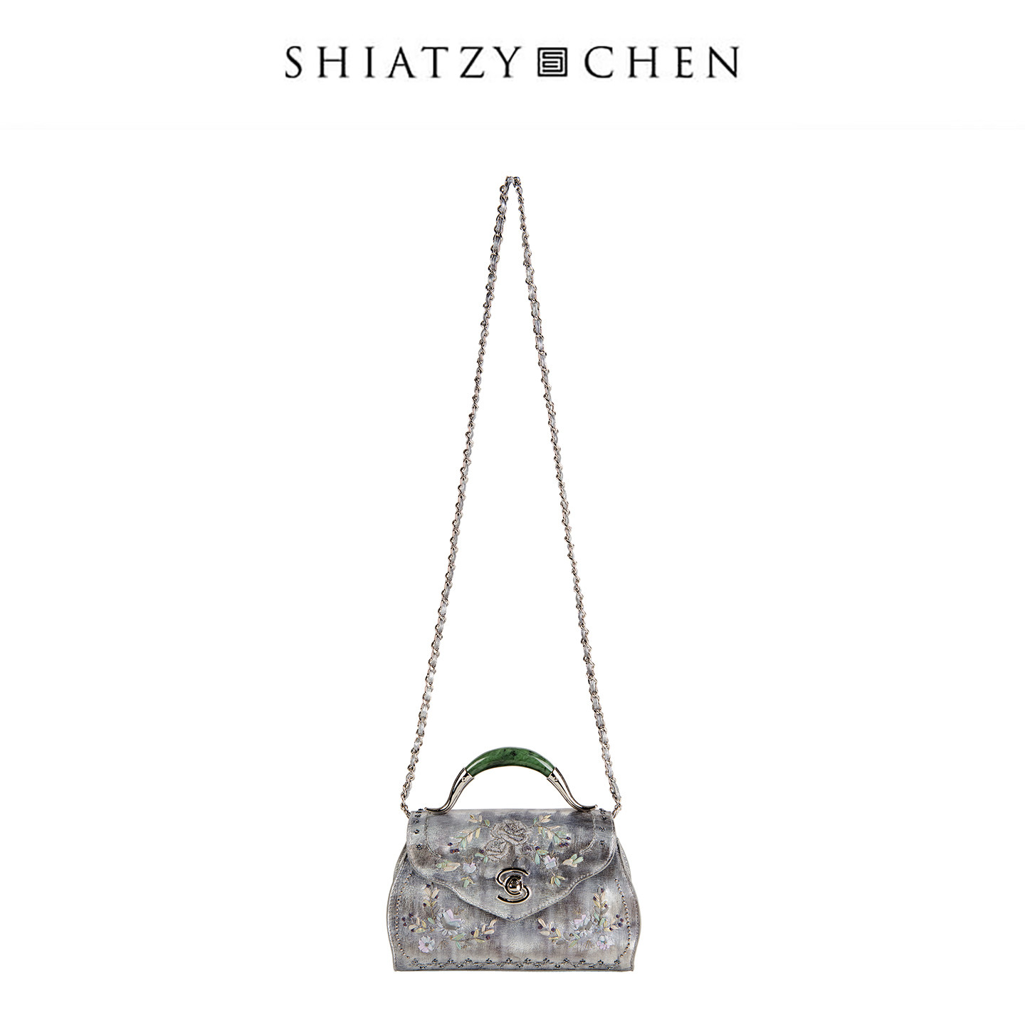 SHIATZY CHEN/夏姿&middot;陈26新不停系渲染牛皮刺绣玉镯手提包1B1423