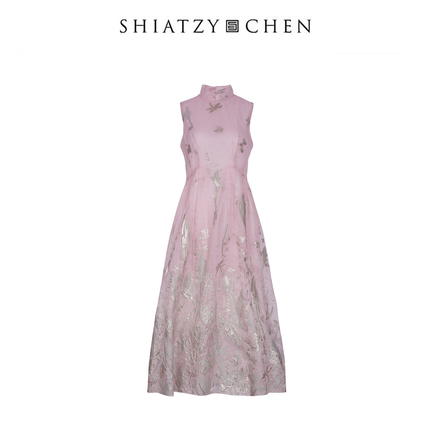 SHIATZY CHEN/夏姿·陈25春夏系列金属纱线提花无袖连衣裙