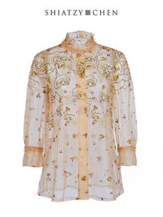 刺绣网纱立领上衣110096 夏姿·陈新中式 SHIATZY CHEN