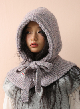 韩国系带纯色巴拉克羊毛帽子女冬季2025新款保暖帽子围巾一体围脖