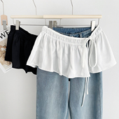 2025新款 黑白纯色屁帘女春夏下摆遮臀半身短裙系腰腰带潮流百搭