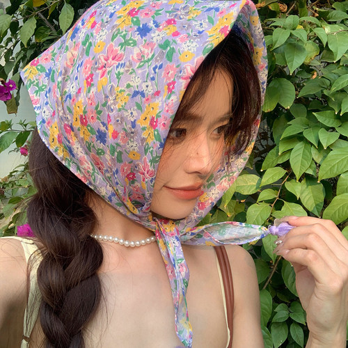 春夏秋碎花ins风女多功能丝巾
