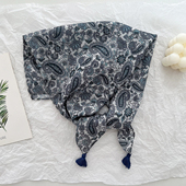 新款 饰发带头巾 腰果花带穗方巾日系碎花文艺复古领巾春夏秋装